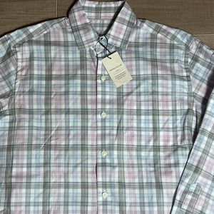 Peter Millar Shirt Mens Small Pink Plaid Blue Button Up Long Sleeve Cotton NEW
